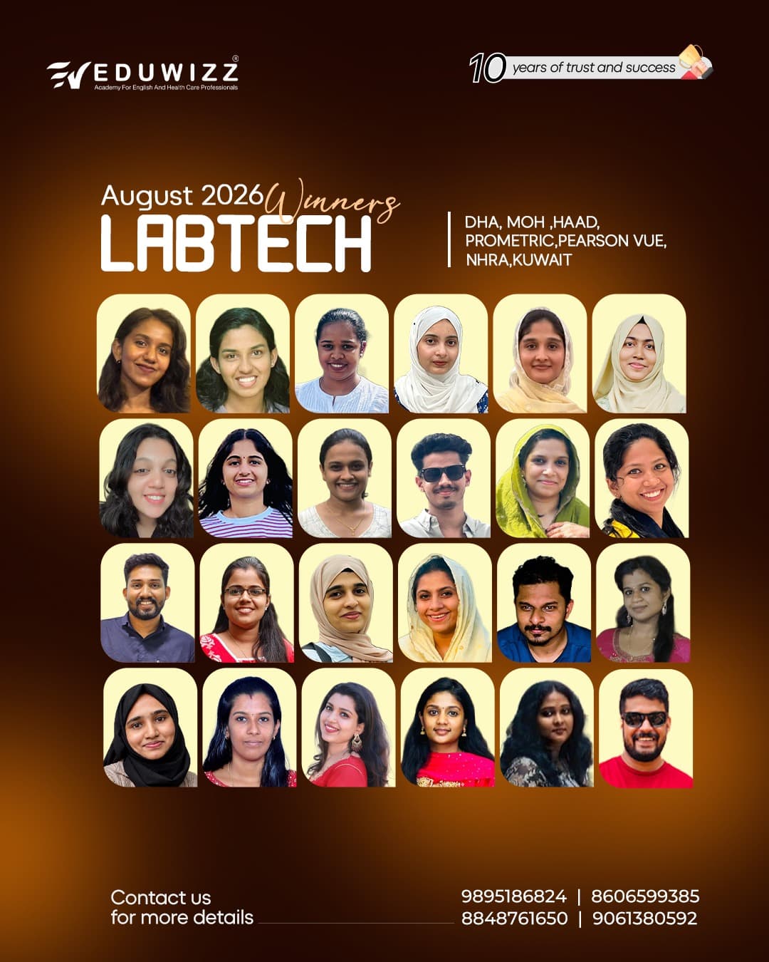 Eduwizz August 2026 Lab Technician exam winners