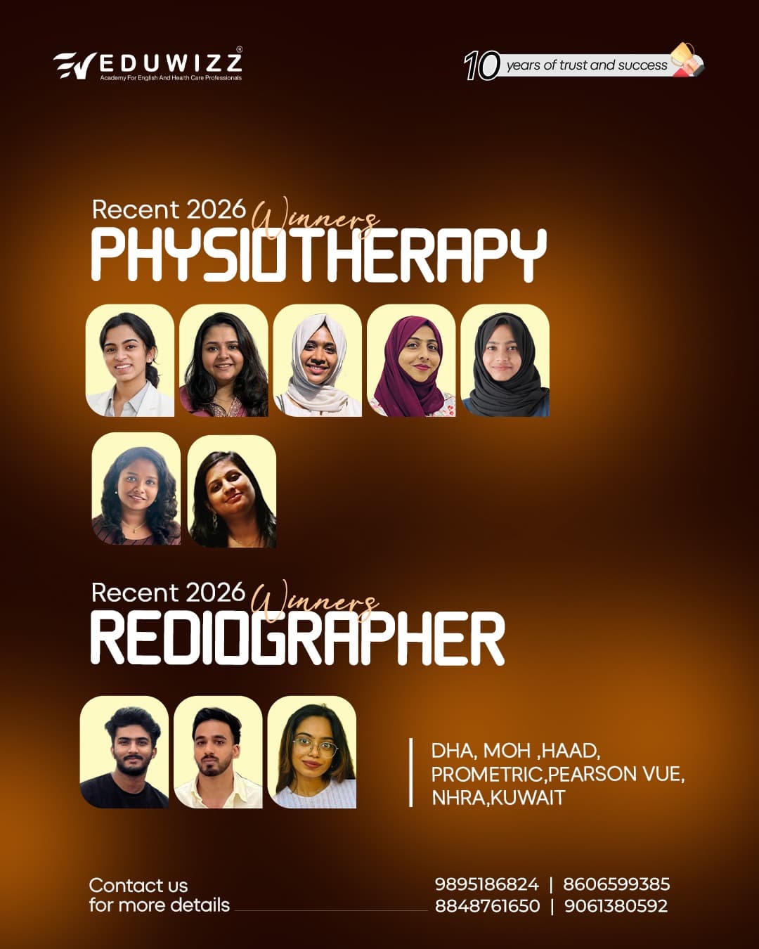 Eduwizz Physiotherapy and Radiographer exam winners 2026