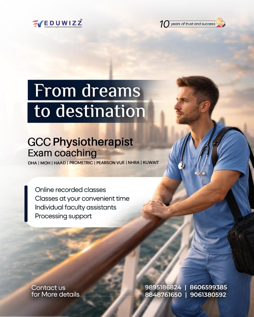 GCC physiotherapist exam coaching for DHA, MOH, HAAD, Prometric, Pearson VUE, NHRA and Kuwait