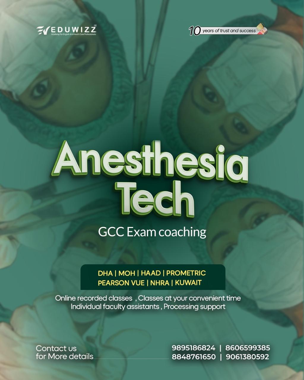 Anesthesia technician GCC exam coaching for DHA, MOH, HAAD and Prometric