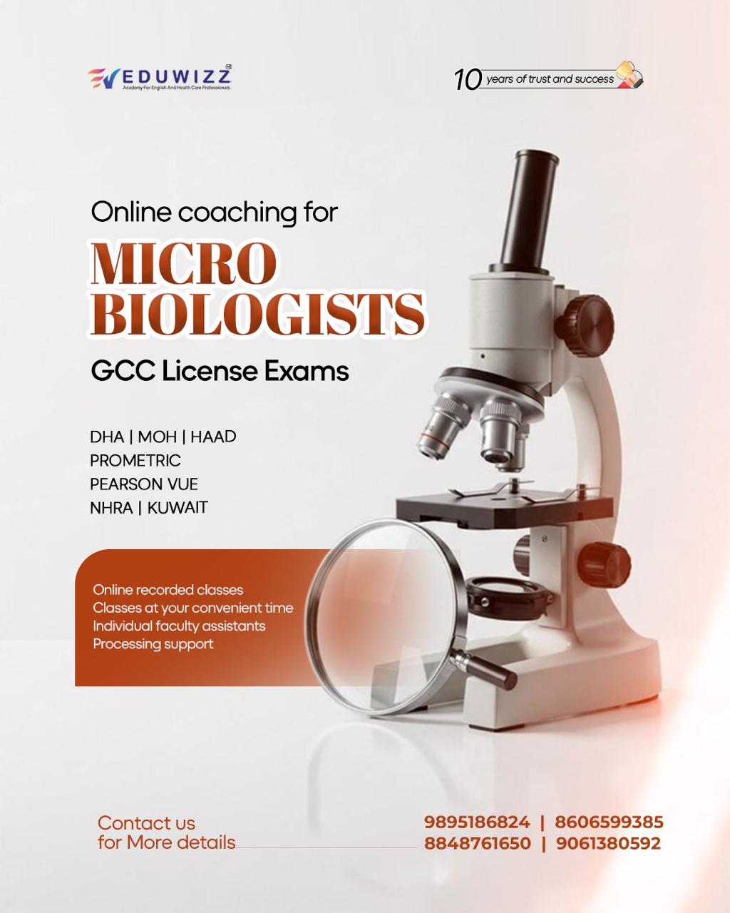 Online coaching for microbiologists, GCC licence exams for DHA, MOH, HAAD, Prometric, Pearson VUE, NHRA and Kuwait