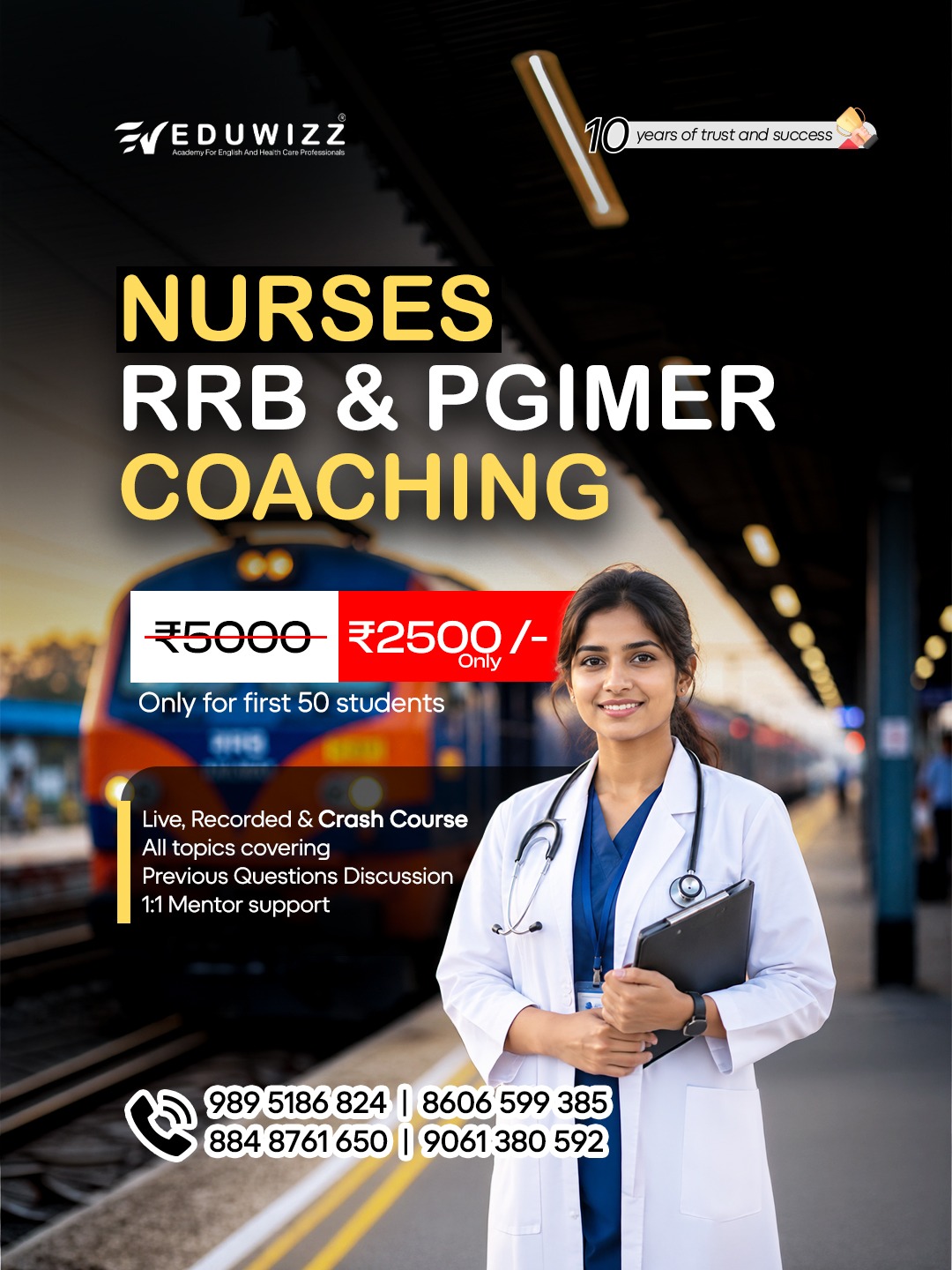 Nurses RRB and PGIMER coaching, Rs 2500 instead of Rs 5000 for the first 50 students